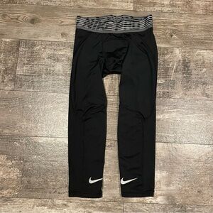 Nike Black/Gray Compression Pants with White Swoosh